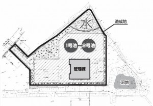 タンク2基を設置する現場の見取図