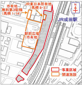 JR成田駅の西口周辺