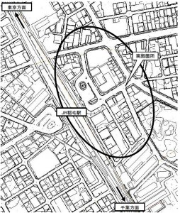 駅前広場の検討エリア