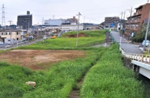 跨線橋から事業敷地を望む