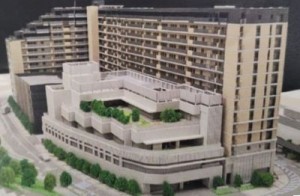 14階建て立地換地建築物の模型